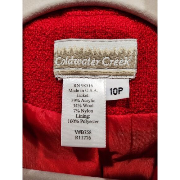 Coldwater Creek Red Wool Blend Boiled Wool Work Blazer Jacket, 10P - Picture 6 of 6